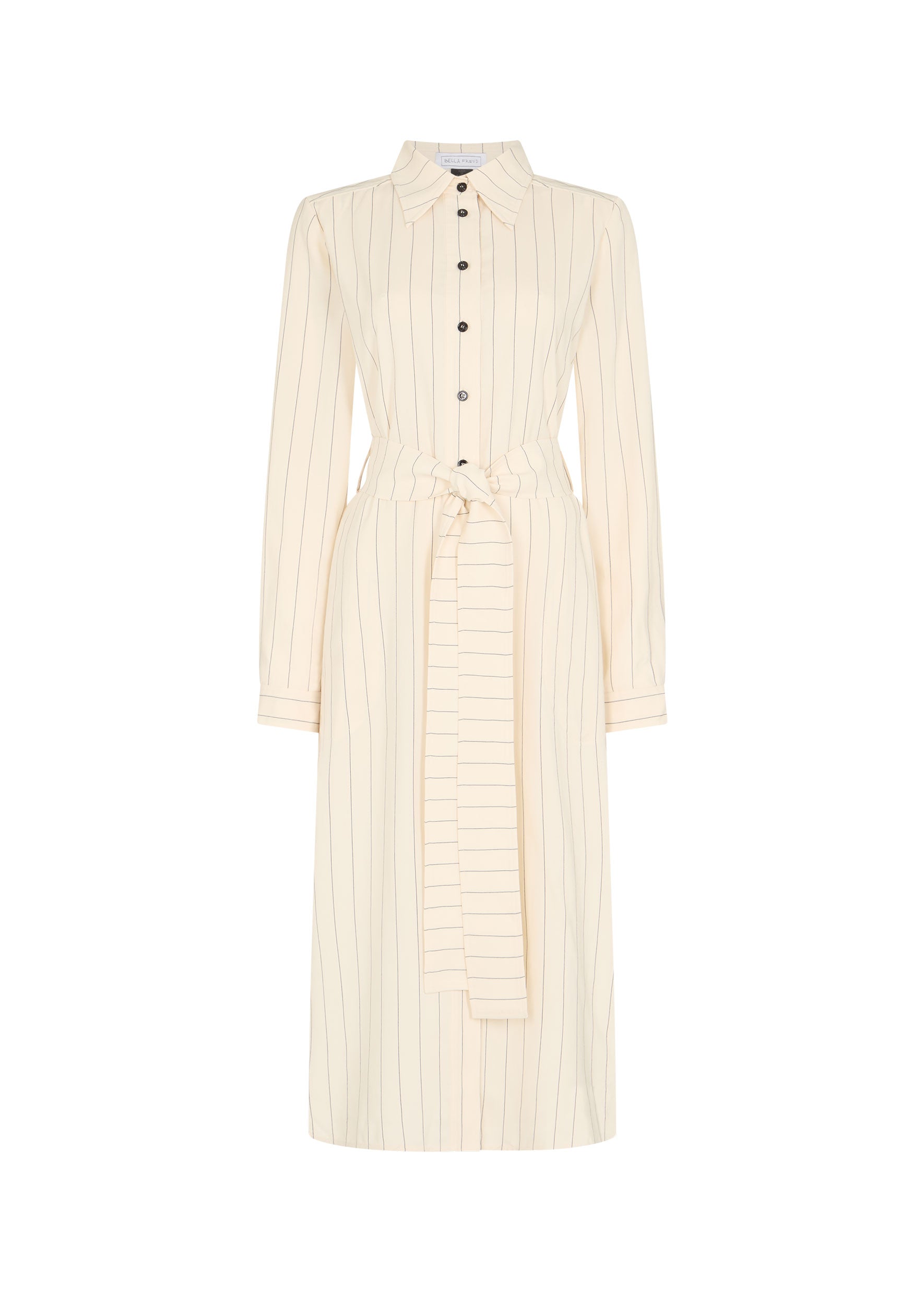 cream pinstripe dress PrettyLittleThing Women's Pinstripe Racer Puffball Mini Dress in Cream