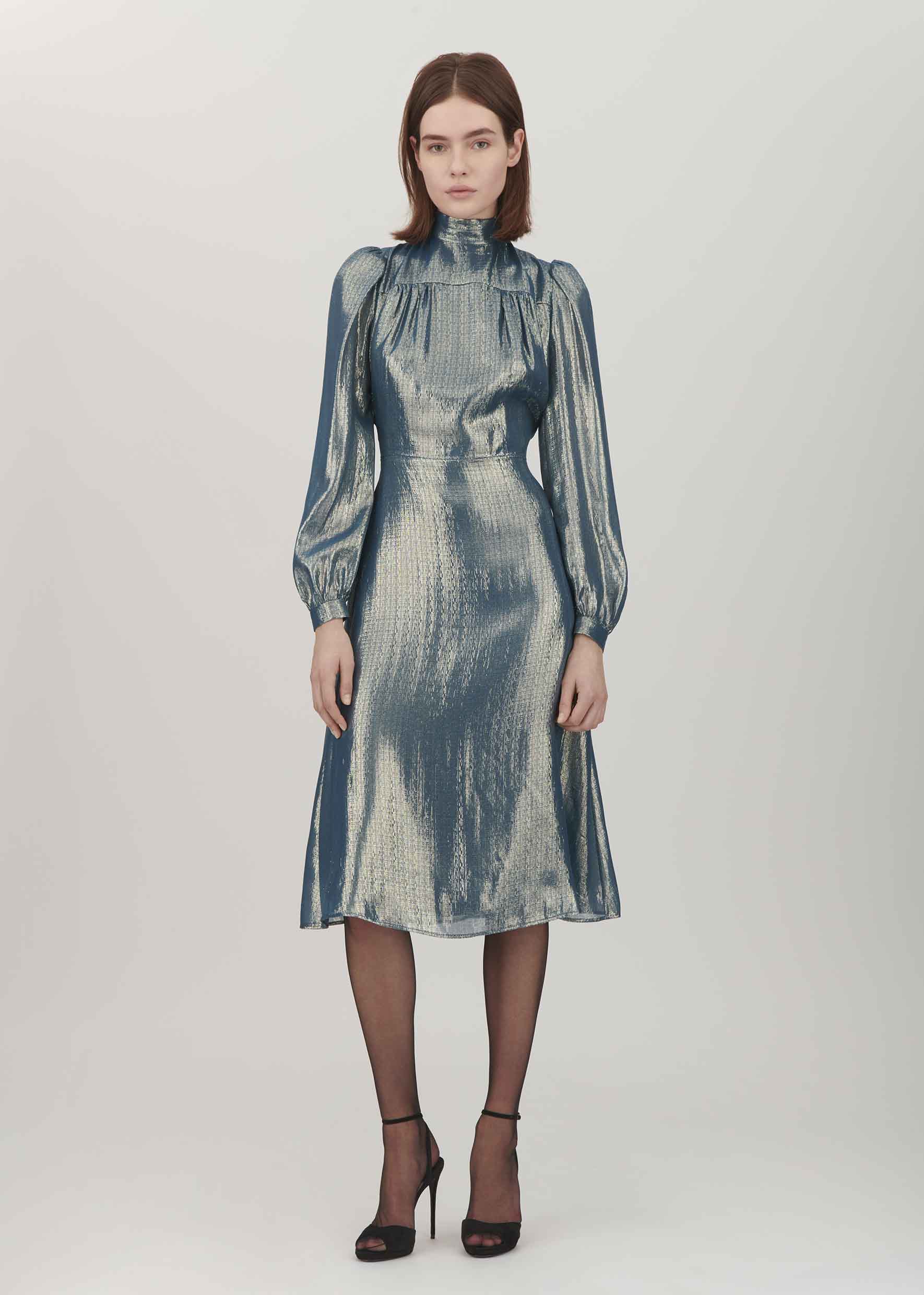 liquid satin lame dress Colette by Daphne CL8505 Liquid Lame Stretch Lining Dress
