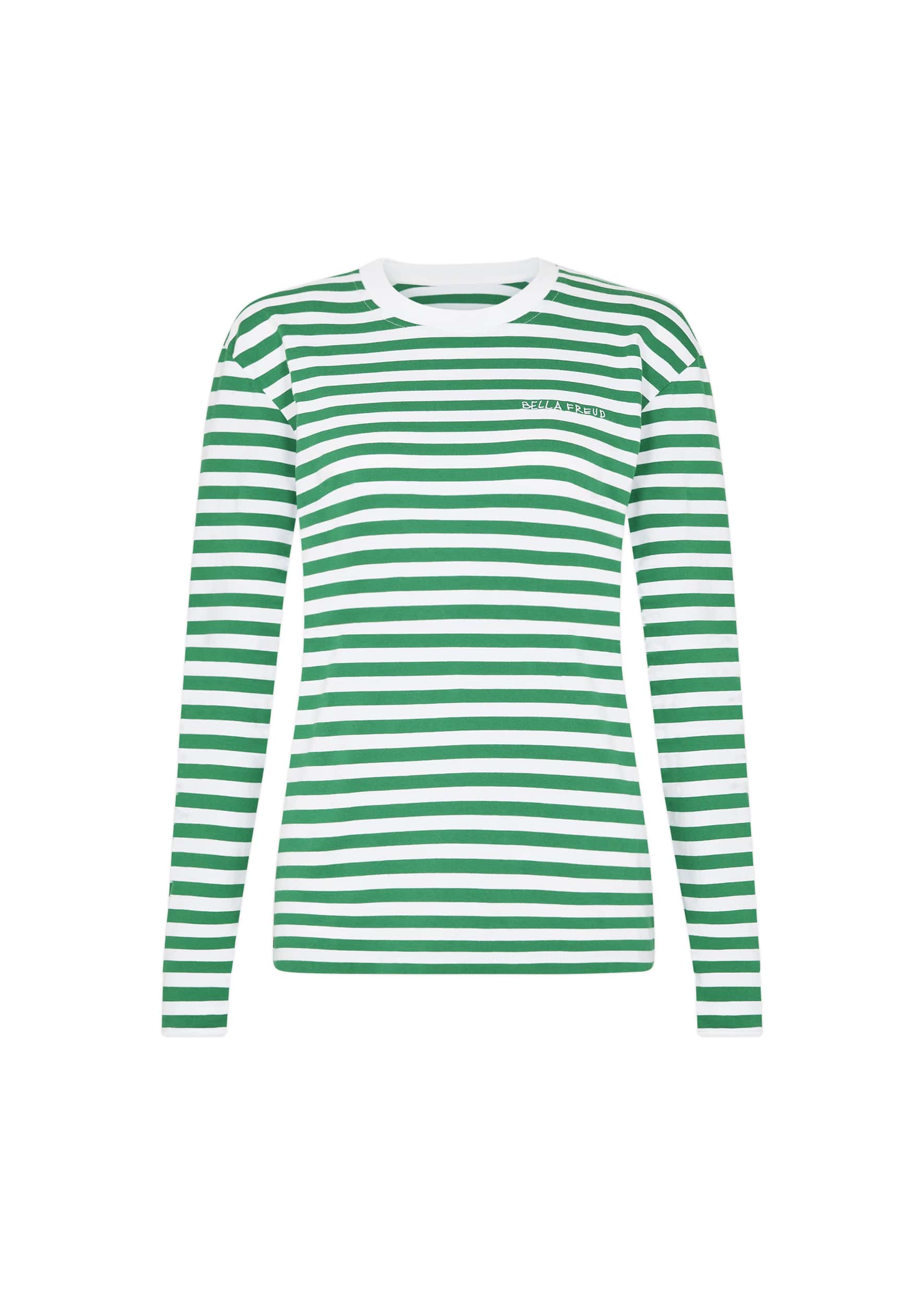 Bella Freud Long Sleeve Striped T Shirt in Green l Bella Freud