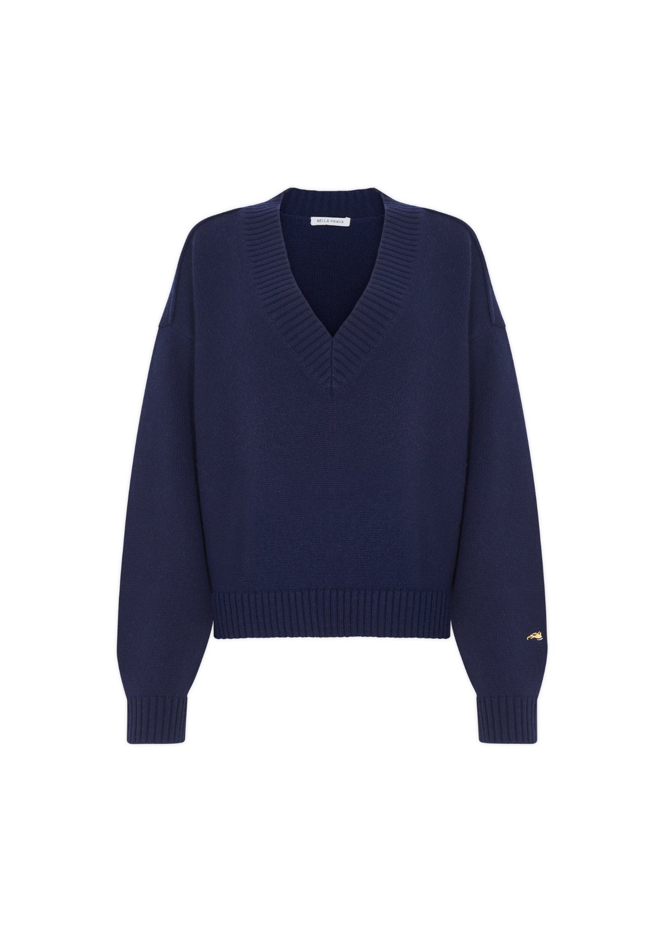Oversized Lux V-Neck Jumper in Navy Bella Freud – Bella Freud US
