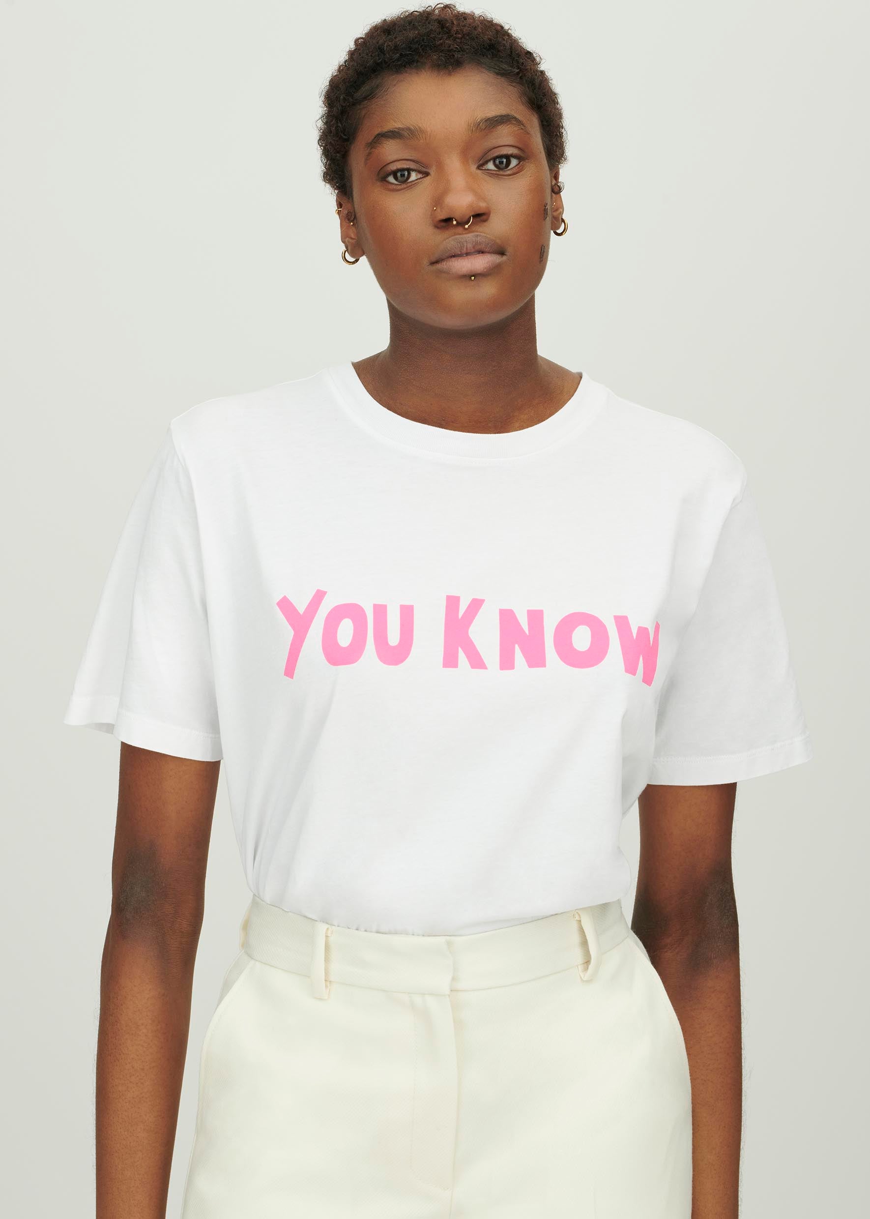 Shirt Bella Freud Size Guide You Know T-Shirt In White And Pink
