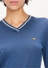 Embroidered Dog V-Neck Jumper