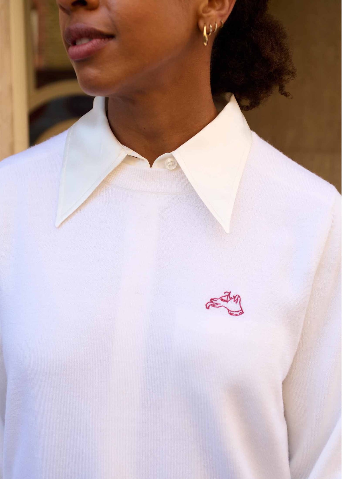 Lucian Dog Embroidered Merino Crew Jumper