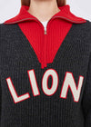 Varsity Lion Half Zip Up Jumper