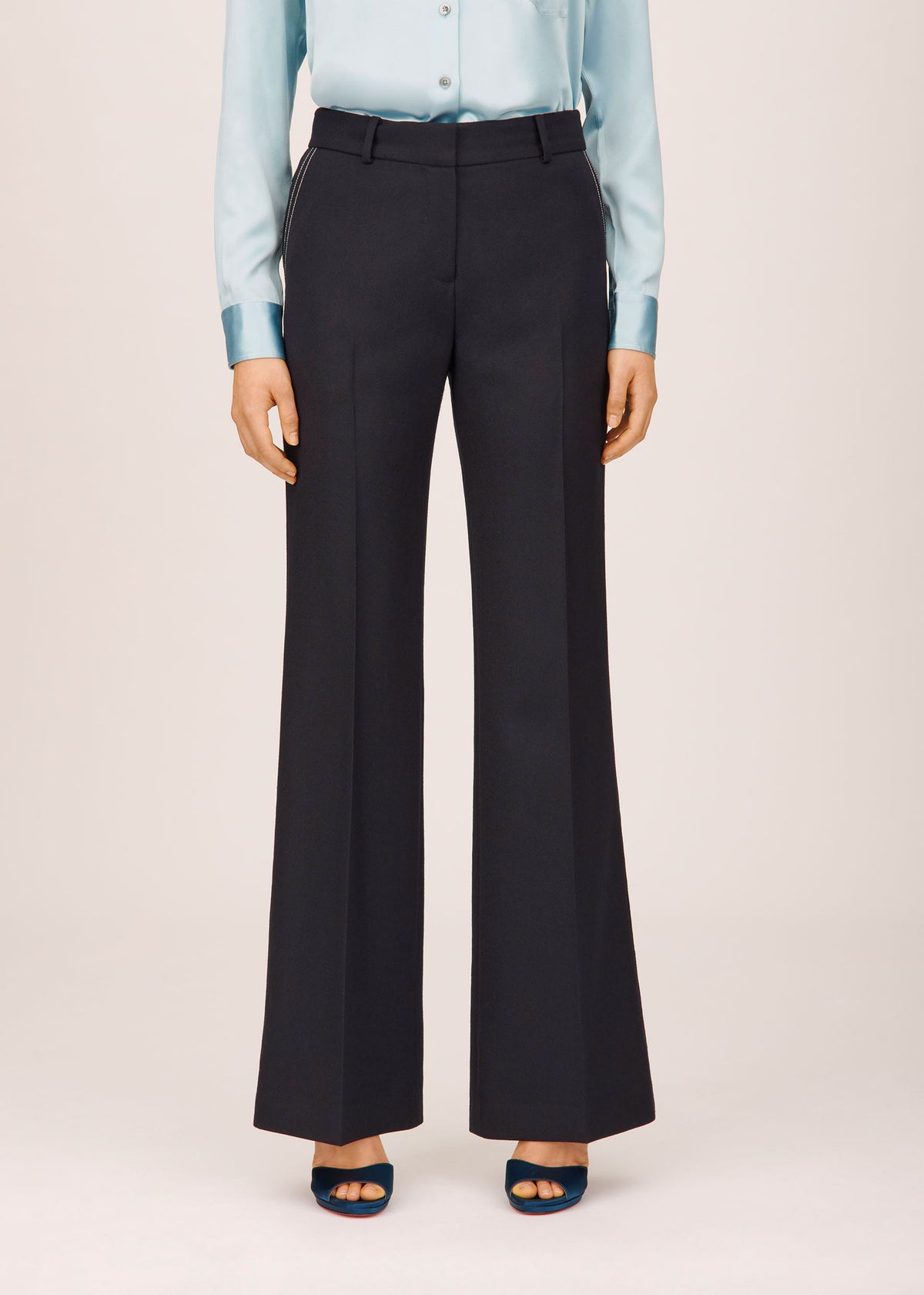 Cavalry Twill Topstitched Slim Kim Trouser
