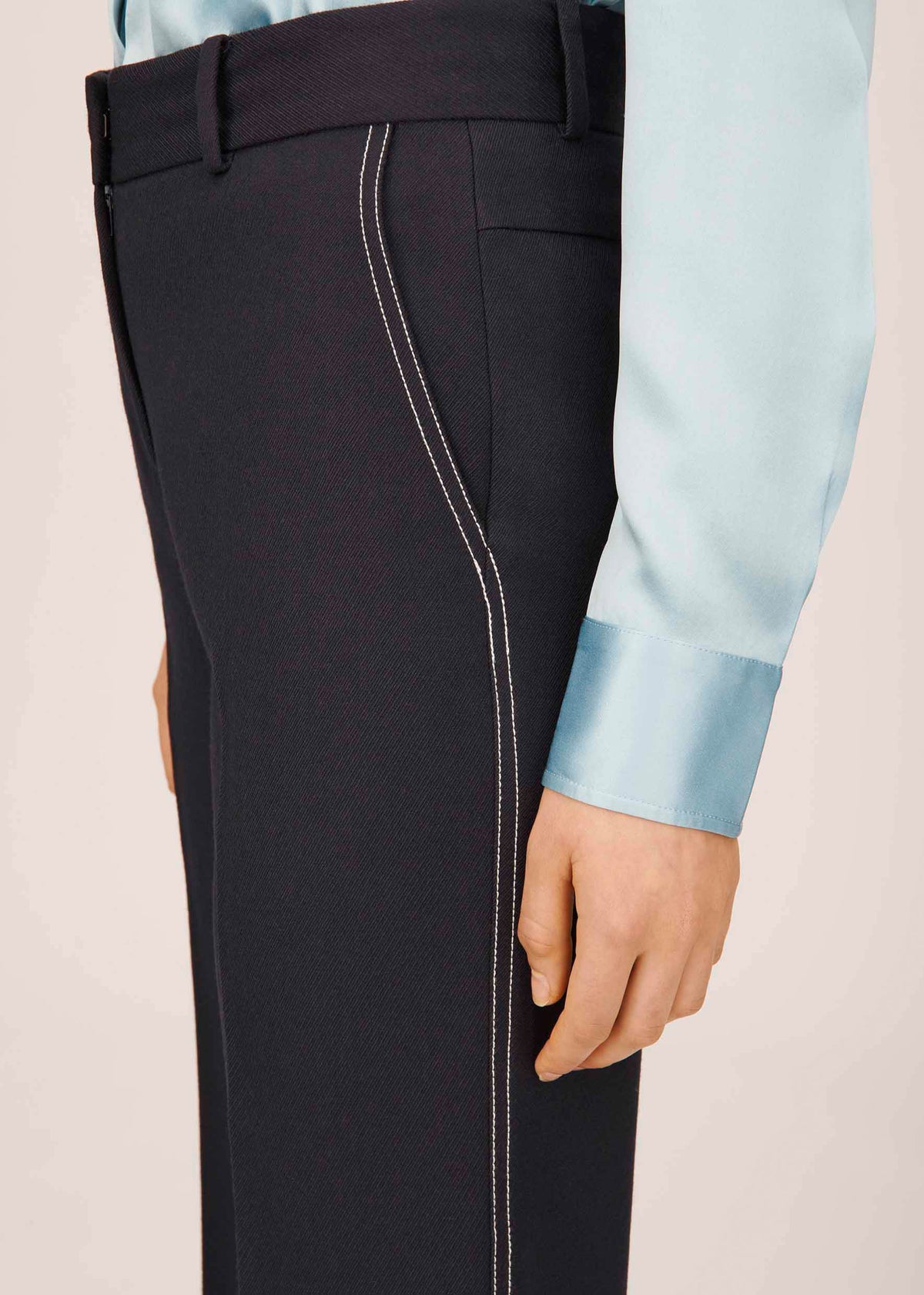 Cavalry Twill Topstitched Slim Kim Trouser