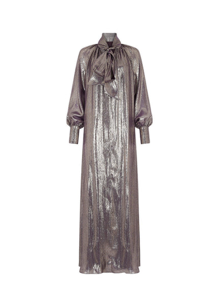 fitted lace wedding dress Liquid Lame Iman Long Dress – Bella Freud US